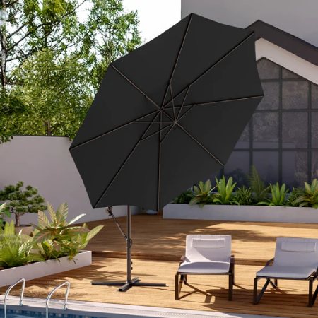 Living and Home 3M Sun Parasol Black Hanging Banana Umbrella