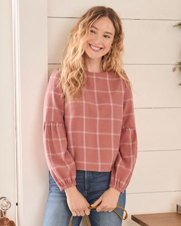 Garnet Hill Brixton Organic-Cotton Flannel Popover