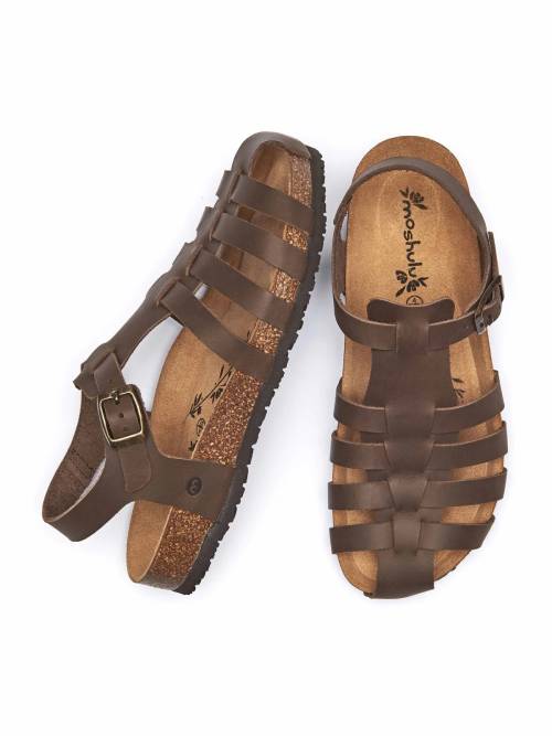 Brown leather fisherman cork sandals