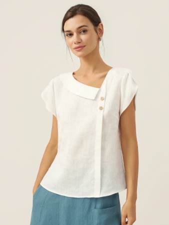 LINTICO Collar Flutter Sleeve Top