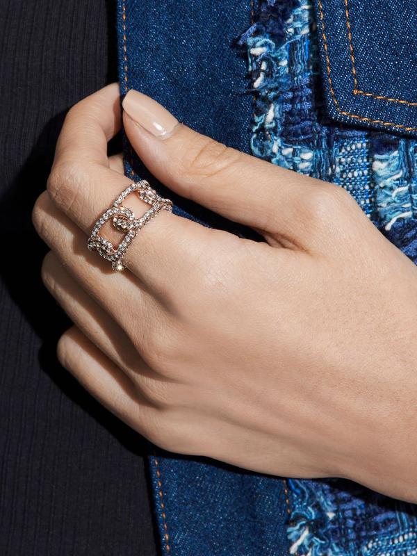 Charles & Keith Crystal Chain Link Ring