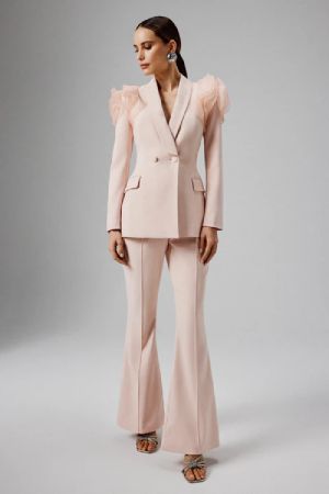 Lavish Alice EMELIE Tailored Fit and Flare Trousers in Light Pink