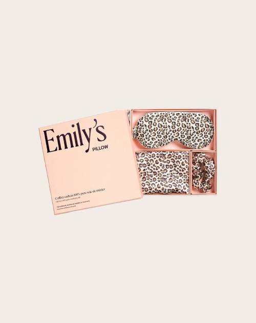 Emily's Pillow - Coffret sommeil en soie imprimé Léopard