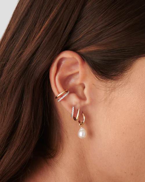 Missoma Fine Pearl Drop Mini Hoop Earrings