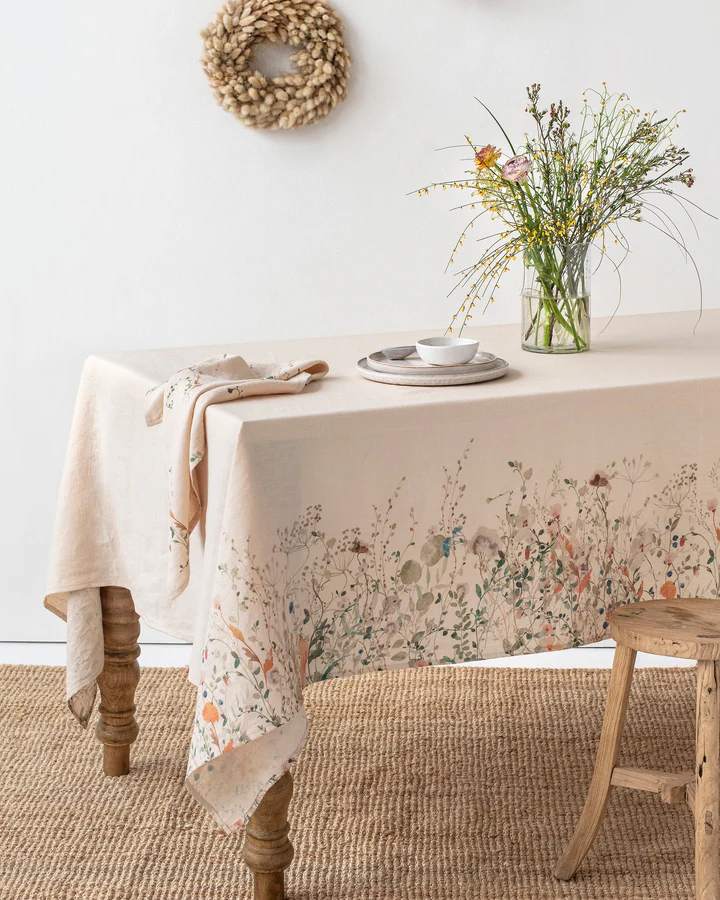 MagicLinen Floral print linen tablecloth