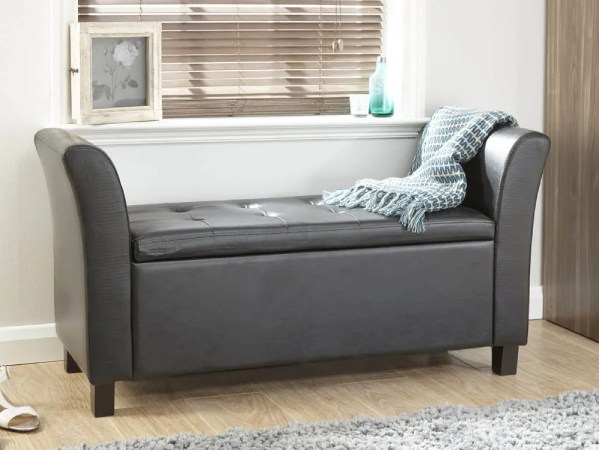 Archers Sleepcentre GFW Verona Black Faux Leather Ottoman Window Seat