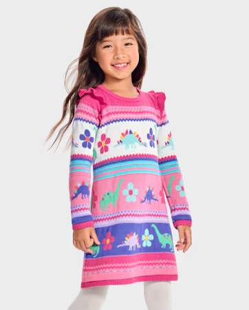 Gymboree Girls Dino Fairisle Sweater Dress