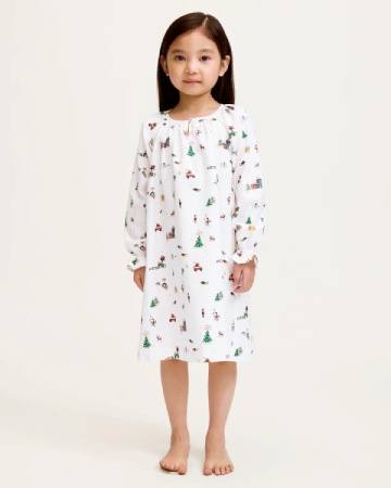 Petite Plume Girl's Twill Delphine Nightgown in Holiday Town