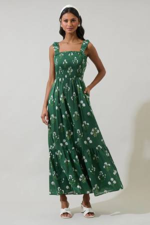 Sugarlips Kestrel Floral Tayla Smocked Maxi Dress