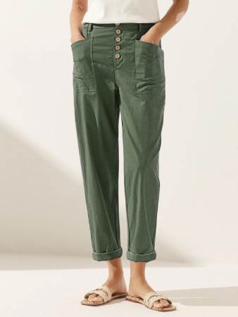 LINTICO Linen Simple Button Fly Trousers HEIDI