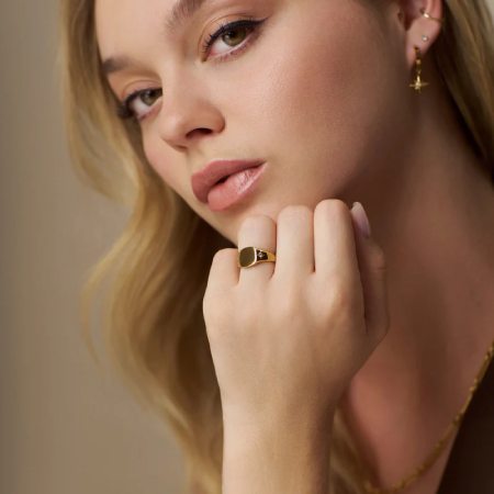 Orelia London LUXE Crystal Starburst Signet Ring