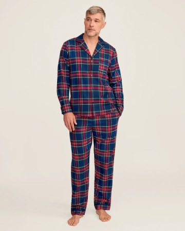 Petite Plume Men's Brushed Twill Pajama Set in Windsor Tartan