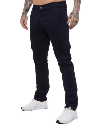 Raw Denim Mens Cargo Combat Slim Fit Trousers