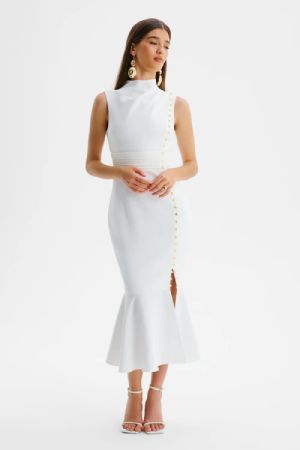 Lavish Alice Midi Dress in White