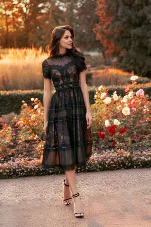The Dress Outlet Midi Lace Formal Cocktail Dress