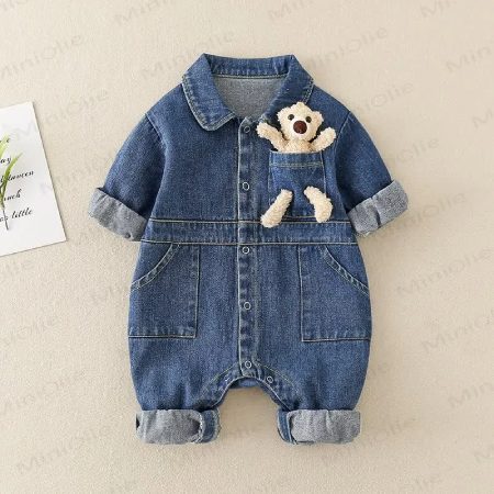 miniolie Baby Lovely Bear Polo Collar Romper