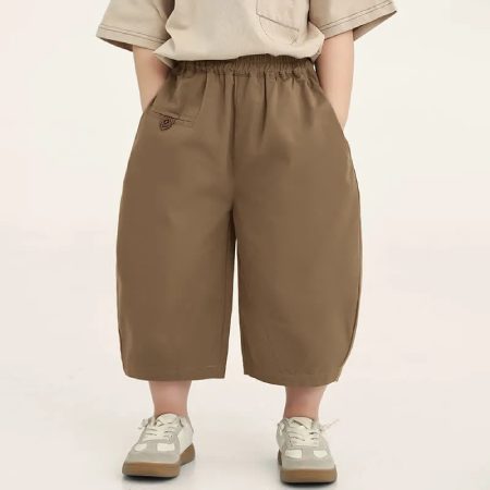 miniolie Toddler Boys Solid Color Loose Pants