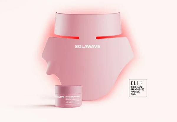 SolaWave Neck & Chest LED Mask w/ LightBoost Cream Kit