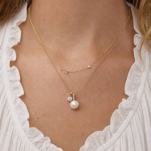 Pavé Monogram Necklace with Diamond