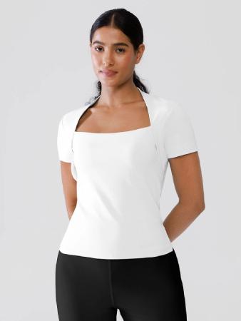 brxl Short Sleeve Square Neck Shrug Crop Top