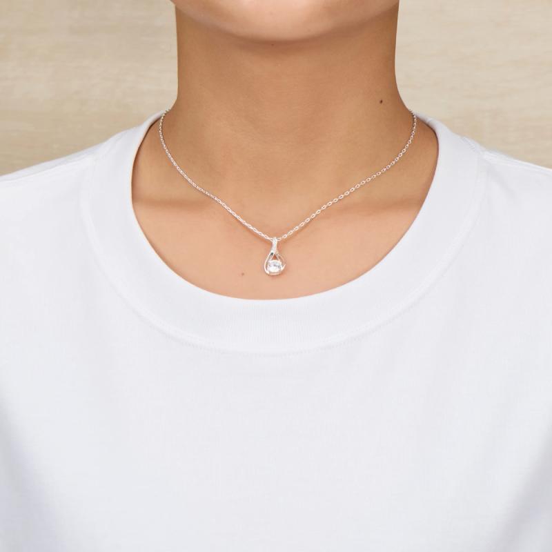 Philip Jones Silver Plated Solitaire Teardrop Necklace