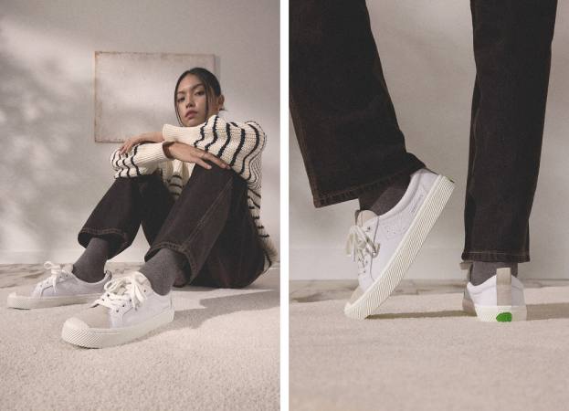 Cariuma White Pebbled Leather/Off-White Vintage Suede