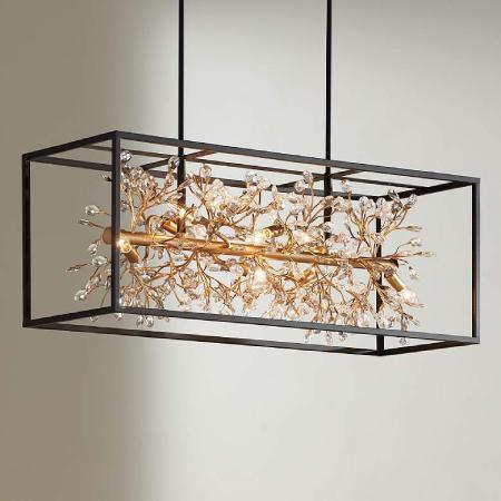 Lamps Plus Wide Black Gold Kitchen Island Pendant