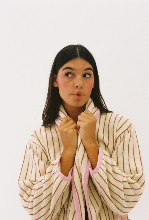 Winter Robe - Cream Stripe